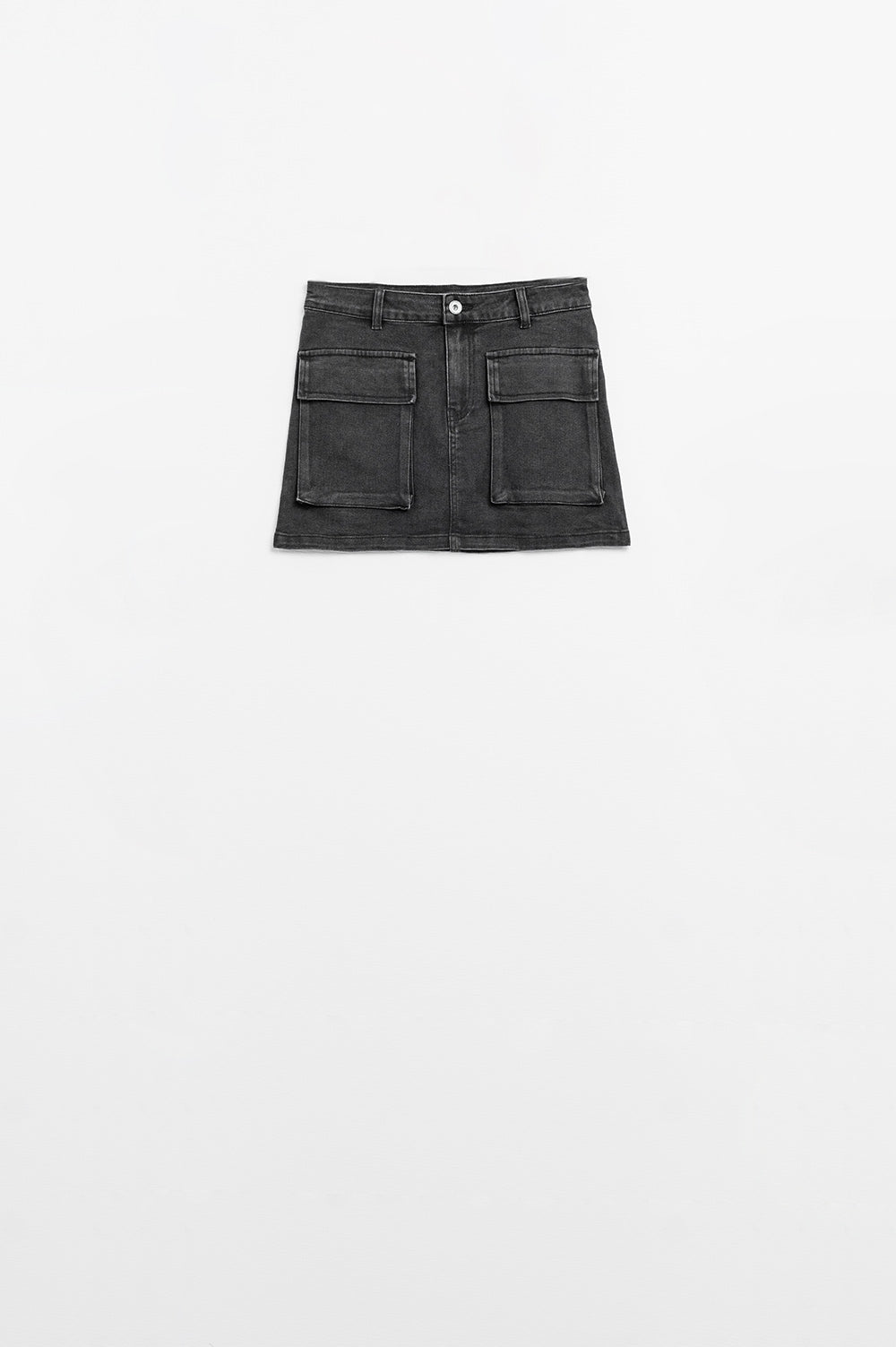 Black denim miniskirt with cargo pockets - Skirts
