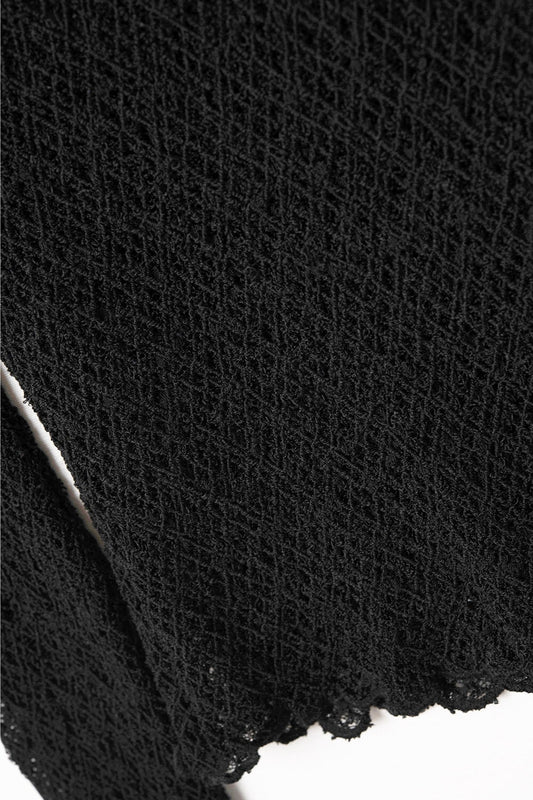 black flared long sleeve t-shirt in lace fabric - T-Shirts