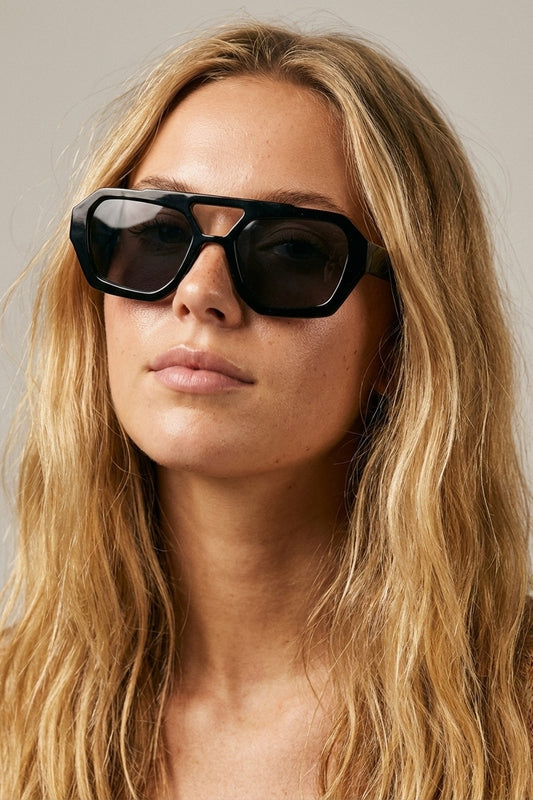 Black Geometric Frame Fashion Sunglasses for Women -