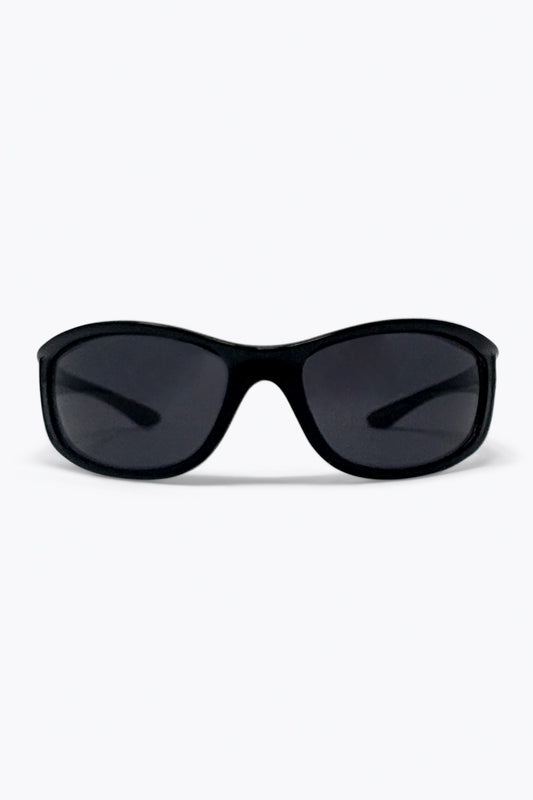 Black Glossy Frame Oval Lens UV Protection Sunglasses -