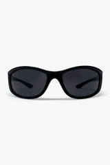 Black Glossy Frame Oval Lens UV Protection Sunglasses