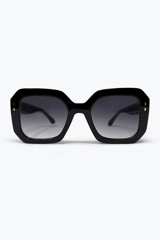 Black Gradient Lens Bold Square Oversize Sunglasses - Accesorios