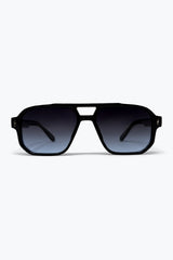 Black Gradient Lens Geometric Frame Oversize Sunglasses