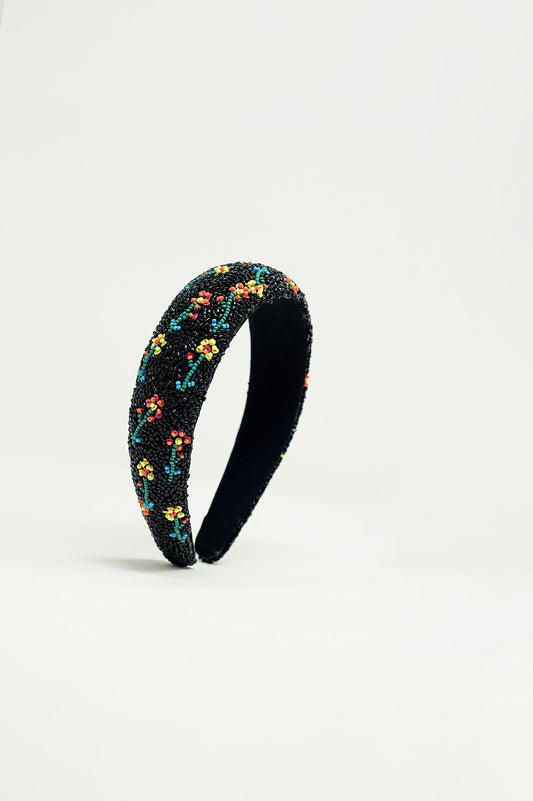 Black headband with bead embellishments - Headbands
