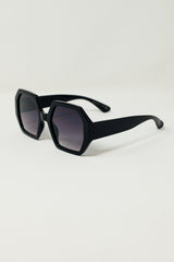 Black Hexagonal Oversized Sunglasses In Vintage