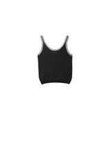 Black Knit Tank Top with White Trim