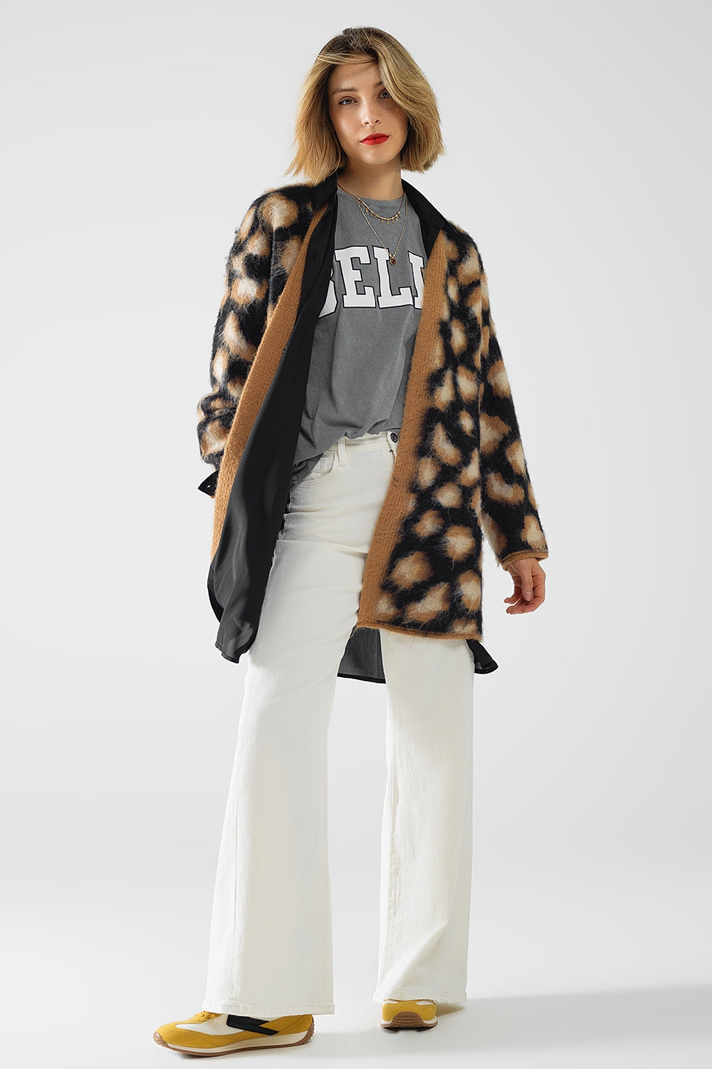 black Leopard print cardigan made of knitted fabric with wool - Cardigans