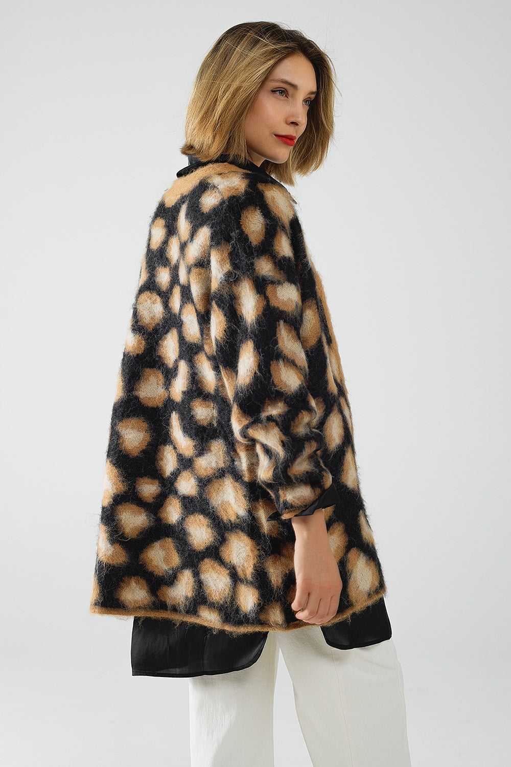 black Leopard print cardigan made of knitted fabric with wool - Cardigans