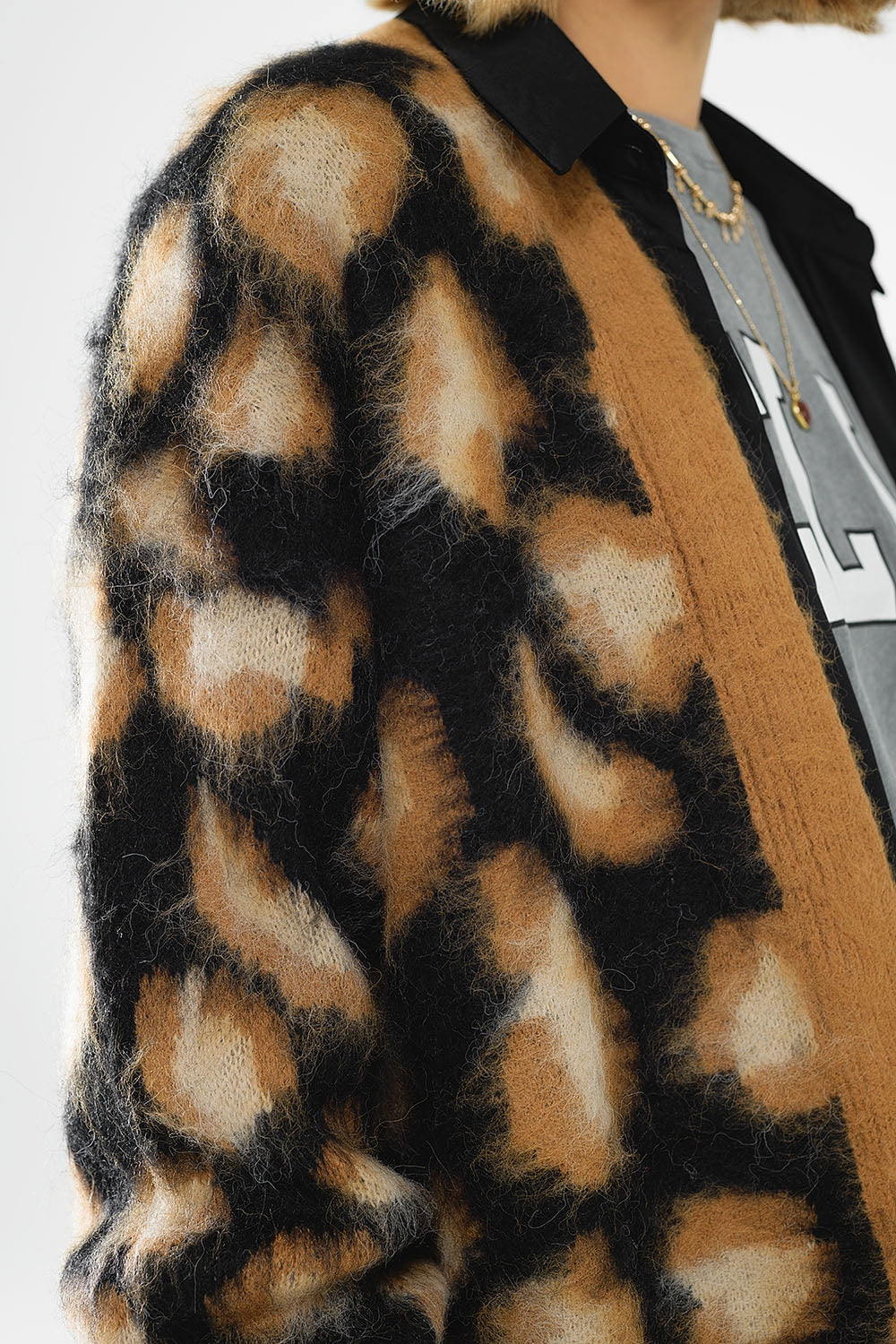 black Leopard print cardigan made of knitted fabric with wool - Cardigans