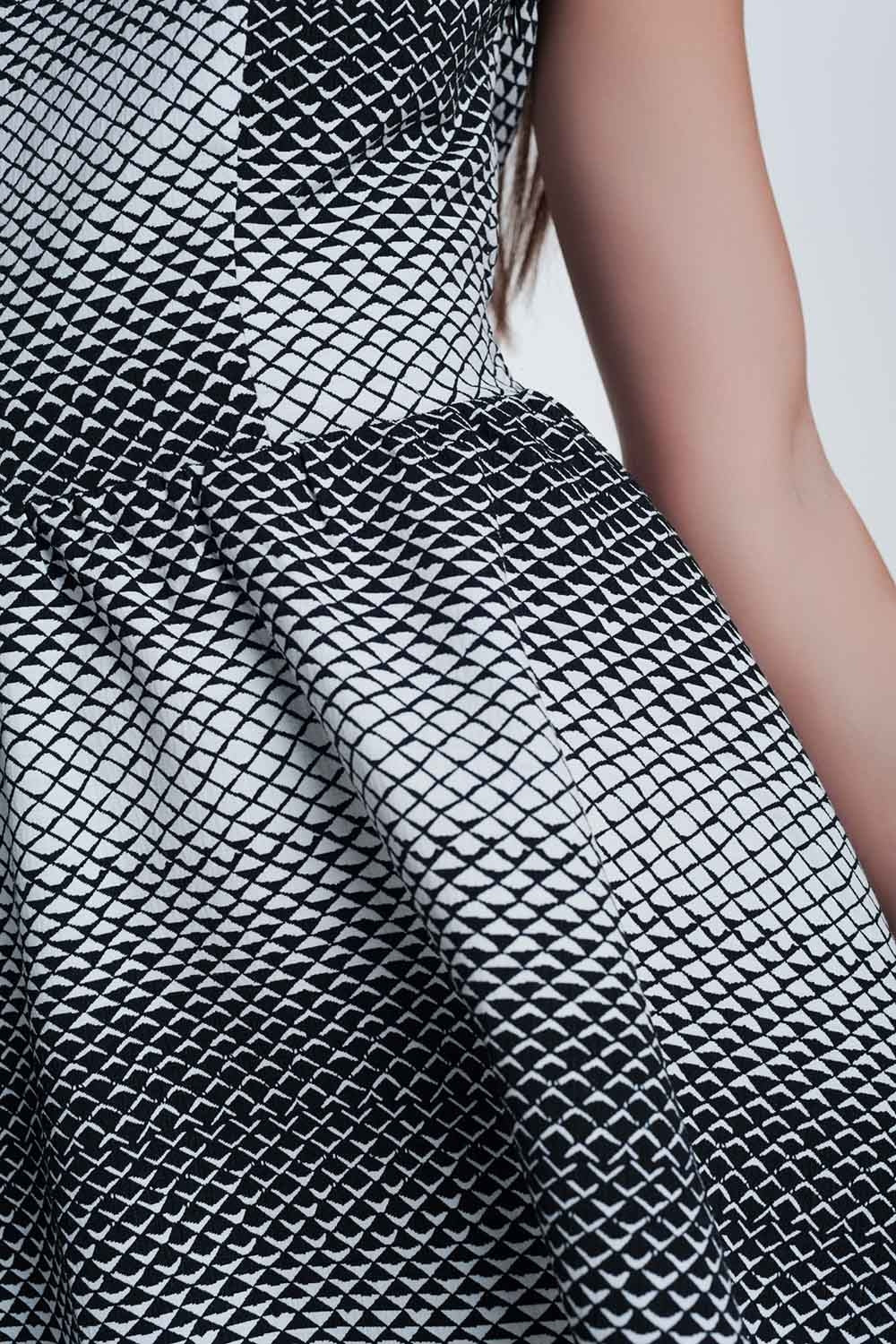 Black mini dress with white print - Dresses