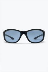 Black Oval Frame Blue Lens Classic Retro Sunglasses