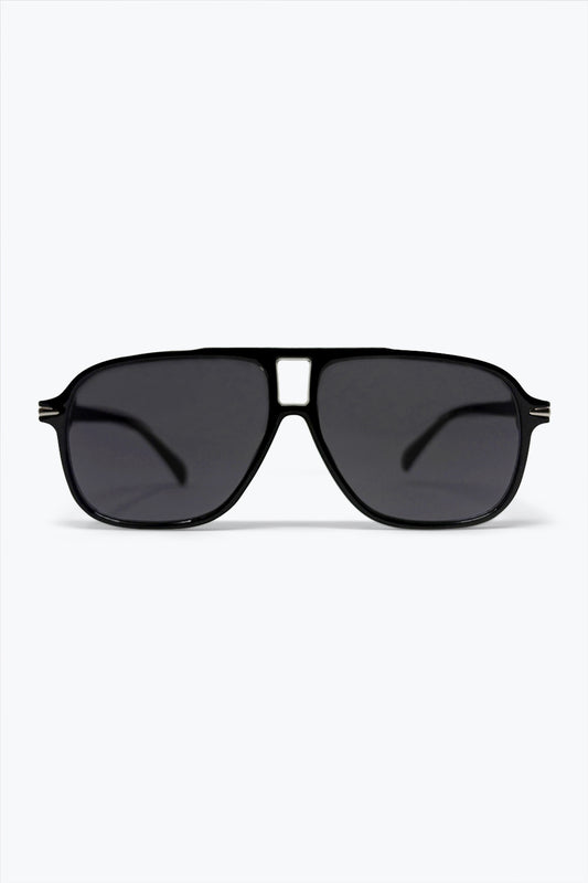 Black Oversize Square Frame Classic Aviator Sunglasses -