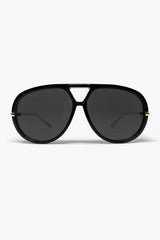 Black Oversized Aviator Sunglasses with Gold Details