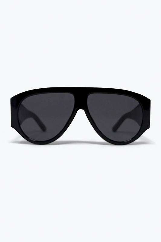 Black Oversized Shield Sunglasses with Dark Lenses -