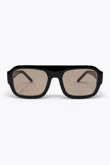 Lunettes de soleil noires à monture carrée oversize