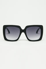 black Oversized square sunglasses with golden metallic detail