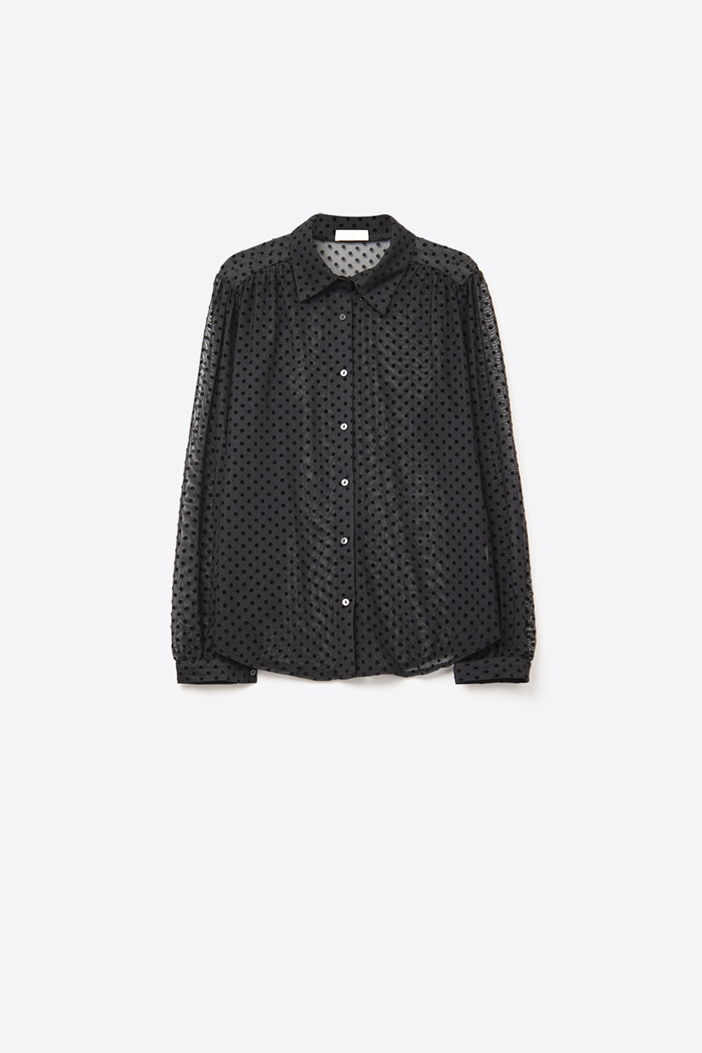 Black Polka-Dot Button-Up Shirt in chiffon - Shirts