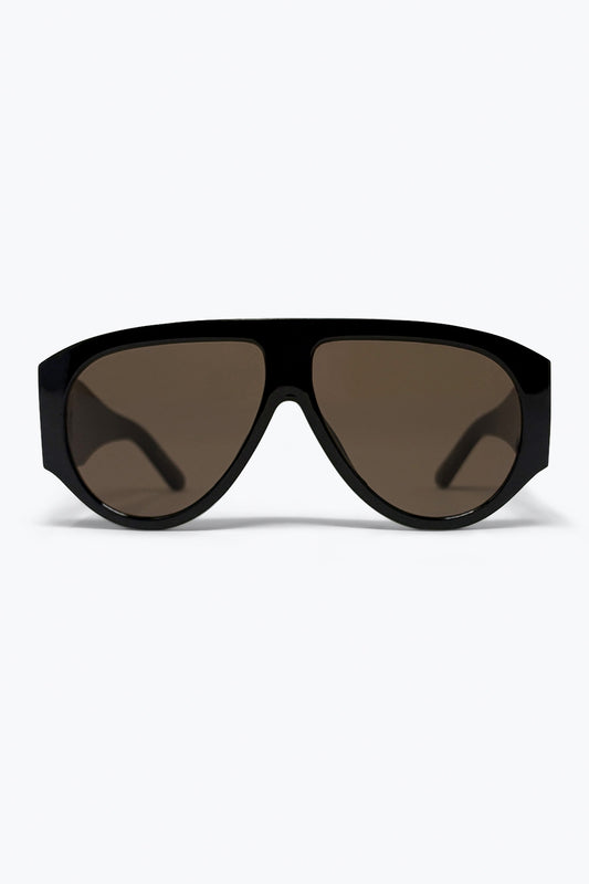 Black Shield Sunglasses with Brown Lens -