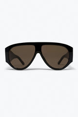 Black Shield Sunglasses with Brown Lens