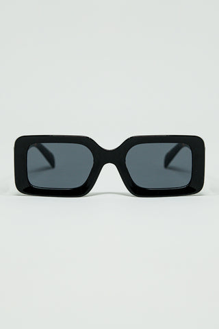 Lunettes de soleil carrées noires avec imprimé animal marron sur le côté