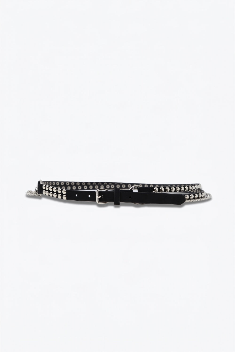 Q2 Black Studded Belt with Hanging Chains