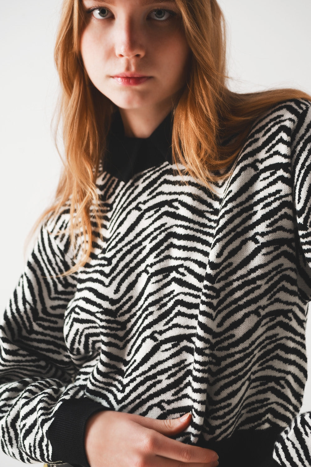 Black sweater with zebra pattern - Jumpers