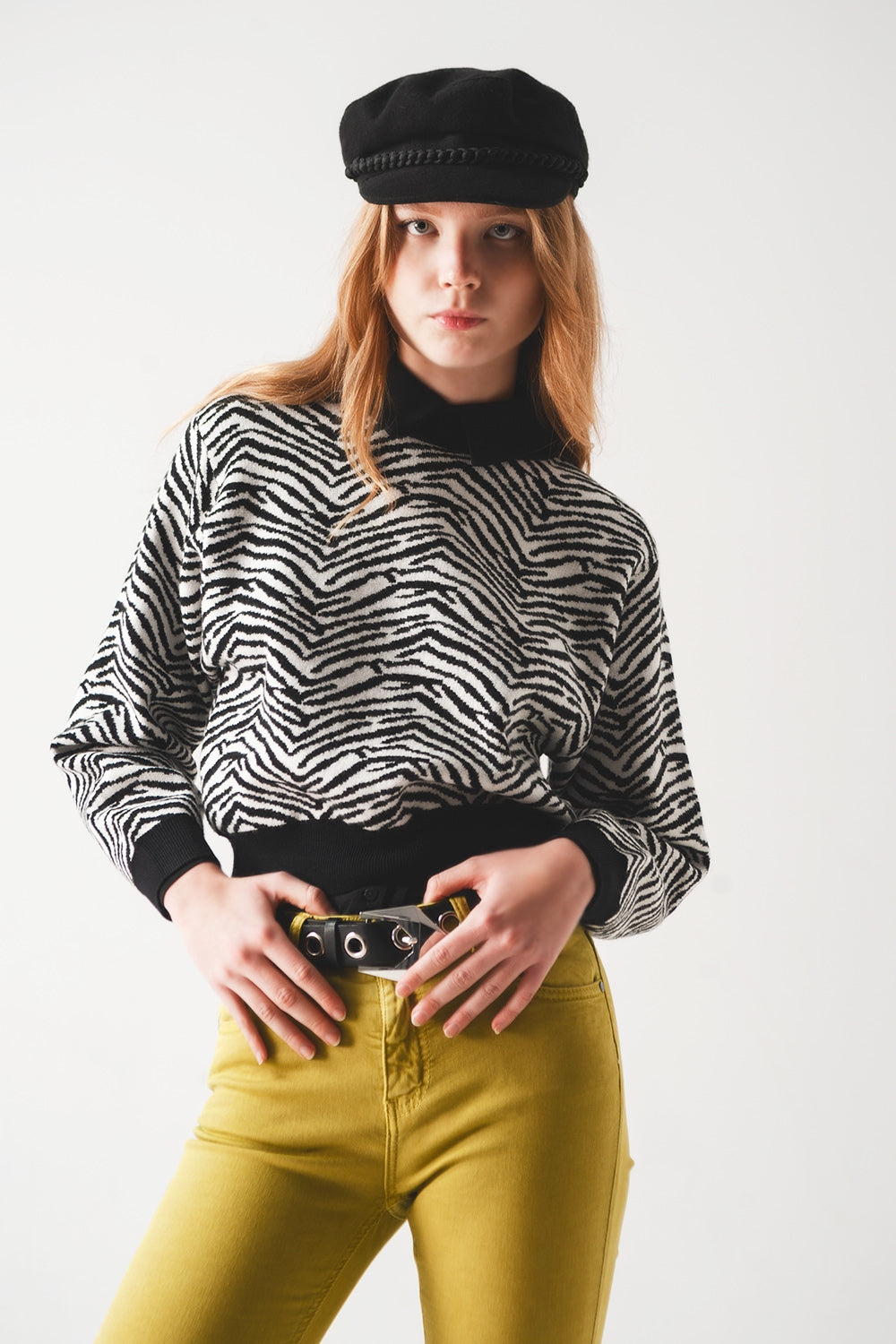 Black sweater with zebra pattern - Jumpers