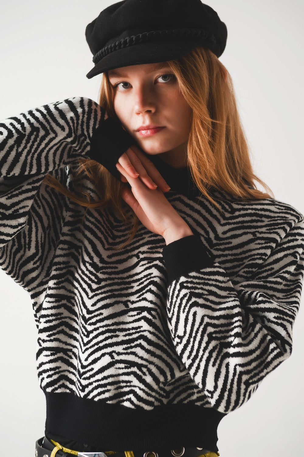 Black sweater with zebra pattern - Jumpers