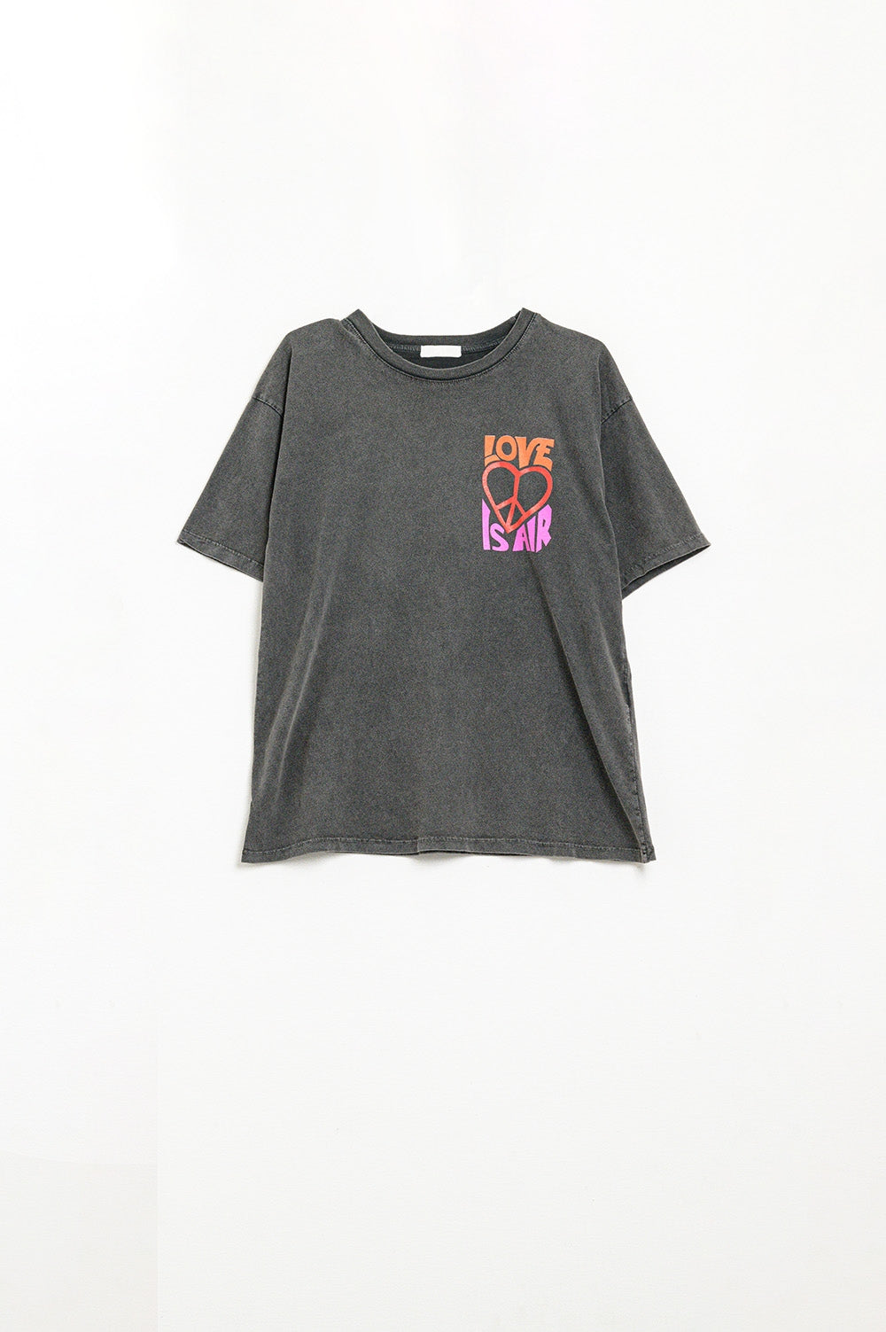 Black T-Shirt with Love is Air and Heart with Peace logo - T-Shirts