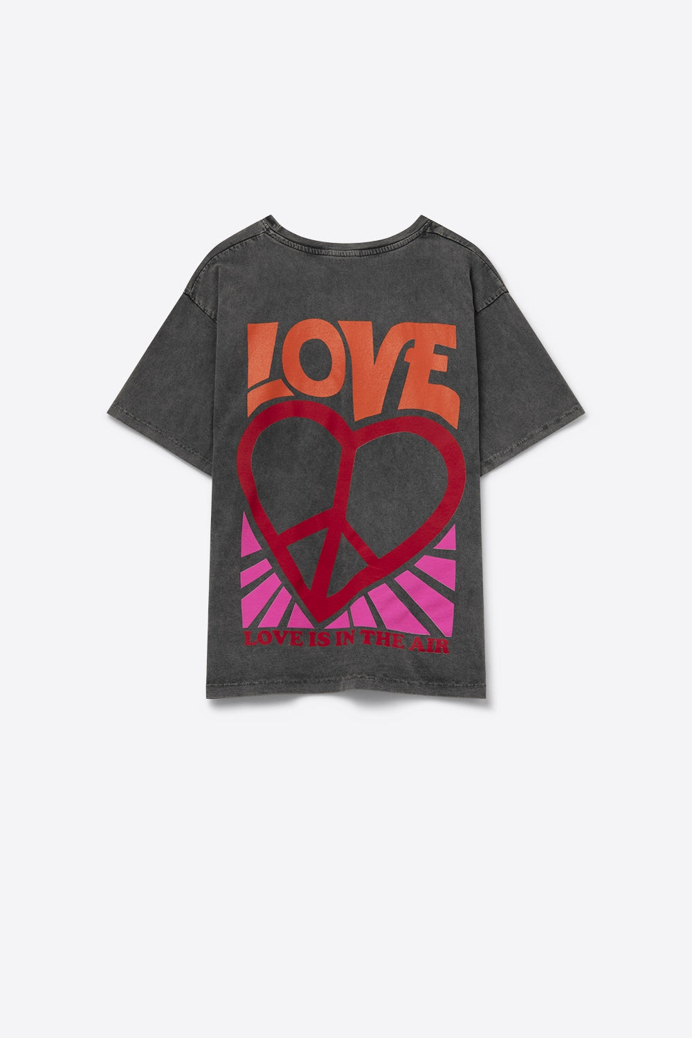 Black T-Shirt with Love is Air and Heart with Peace logo - T-Shirts