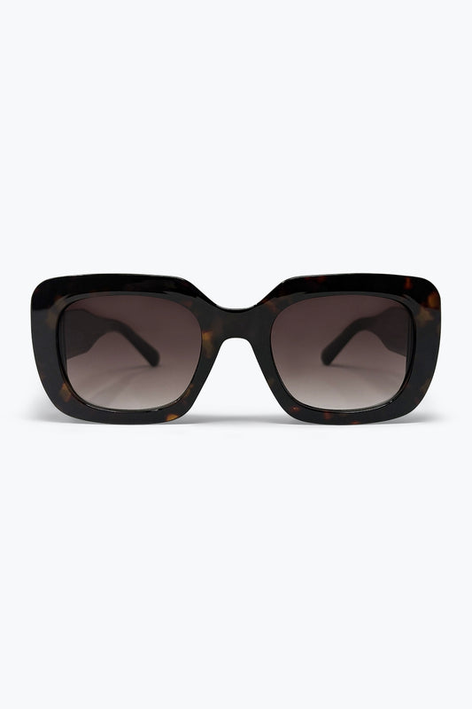 Black Tortoiseshell Acetate Square Frame Oversized Sunglasses - Accesorios