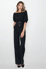 Black Women's Jumpsuit with Stylish Belt