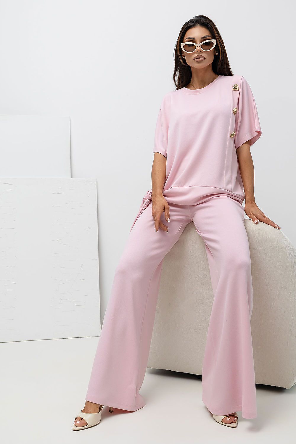 Relevance Pink Blouse and Trousers Set at Lua Boutique - Outfit Sets