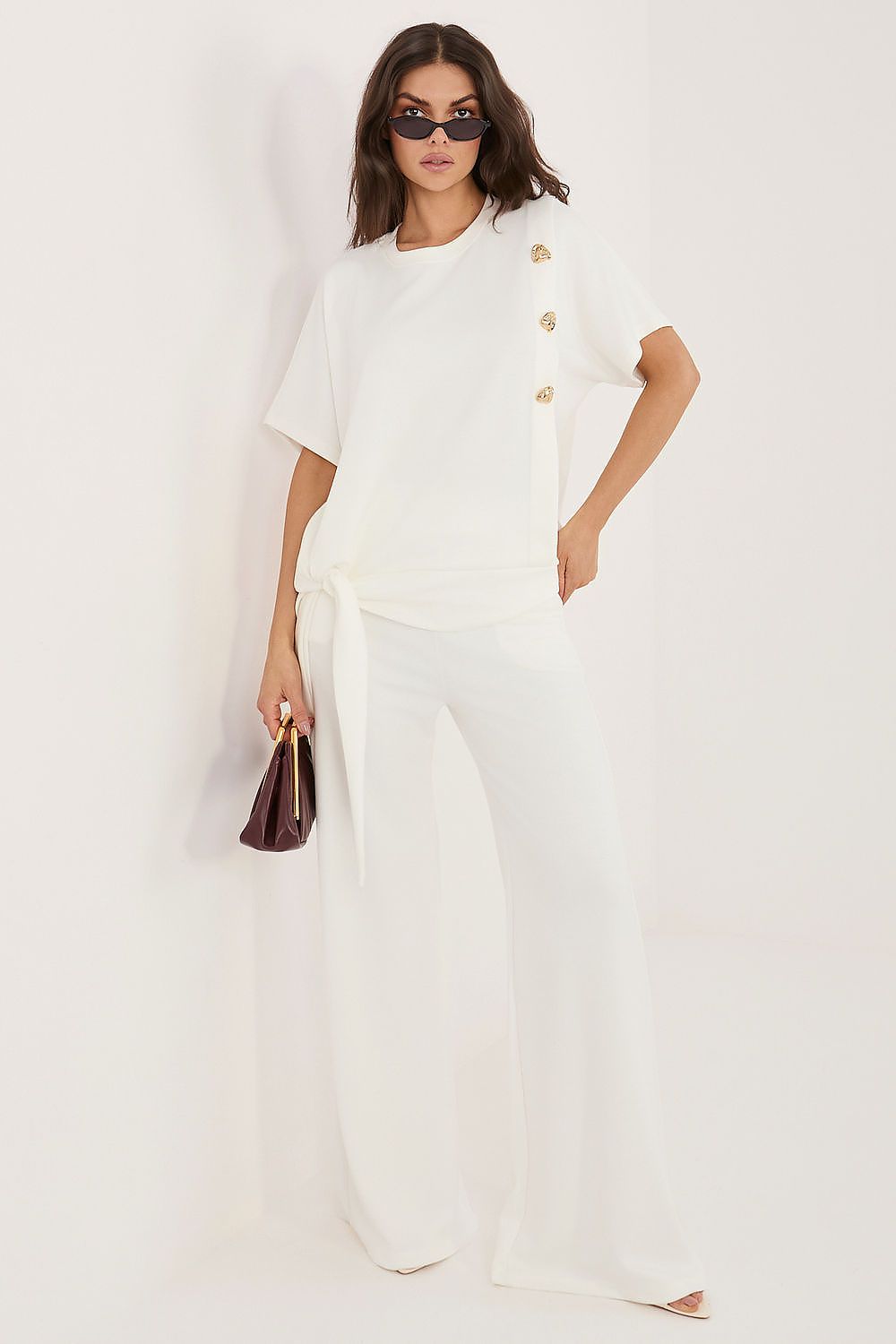 Relevance Pink Blouse and Trousers Set at Lua Boutique beige one-size-fits-all - Outfit Sets