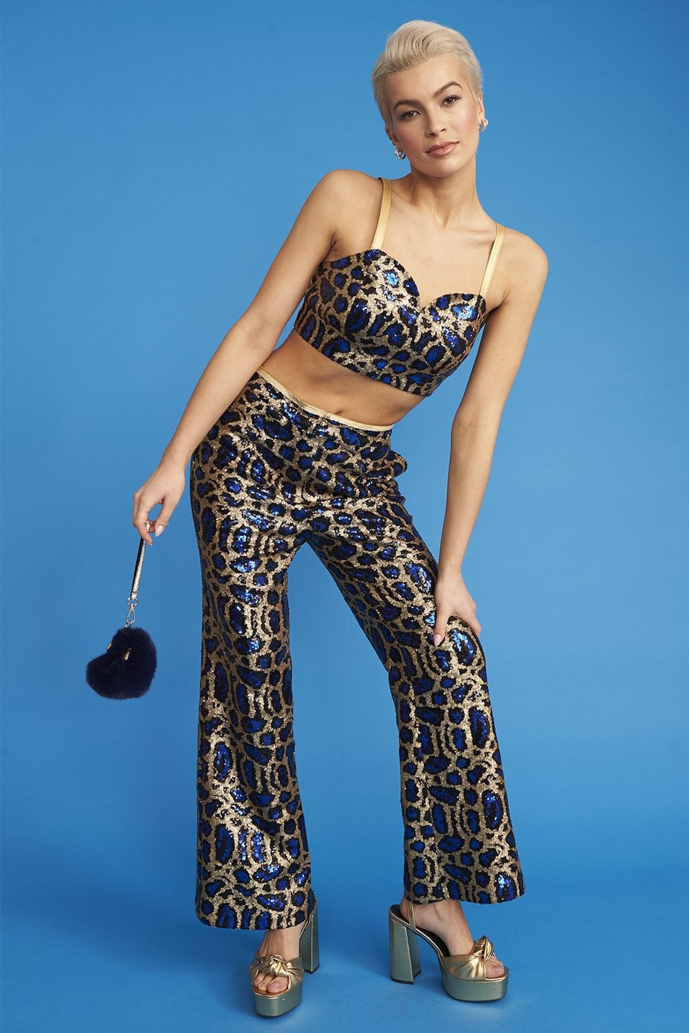 Fur Blue Bamboo Sequin GiGi Top for Women - Tops