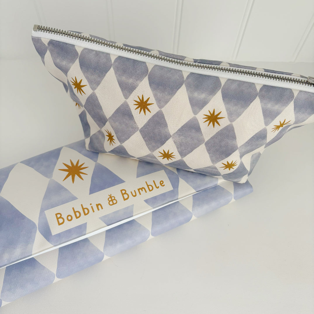 Nappy Wallet - Blue Harlequin - Diaper Changing Kits