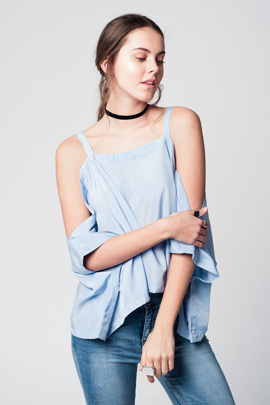 Blue cold shoulders top - Tops