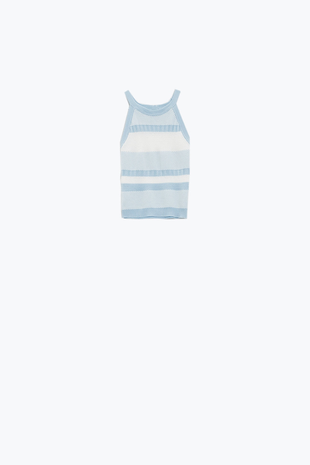 Blue Halter Tank top With Stripe Design In Different Knits - Jumpers