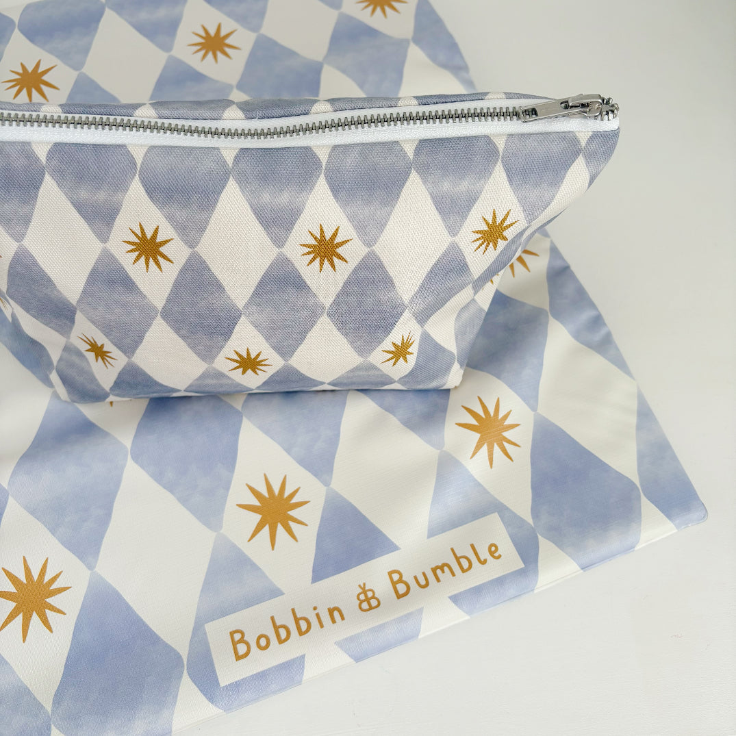 Nappy Wallet - Blue Harlequin - Diaper Changing Kits