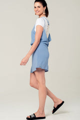 Blue mini dress with back crochet detail