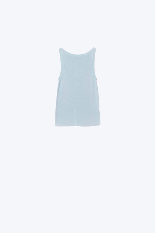 Boat Neck Comfy Ribbed Top in Baby Blue - Sweaters