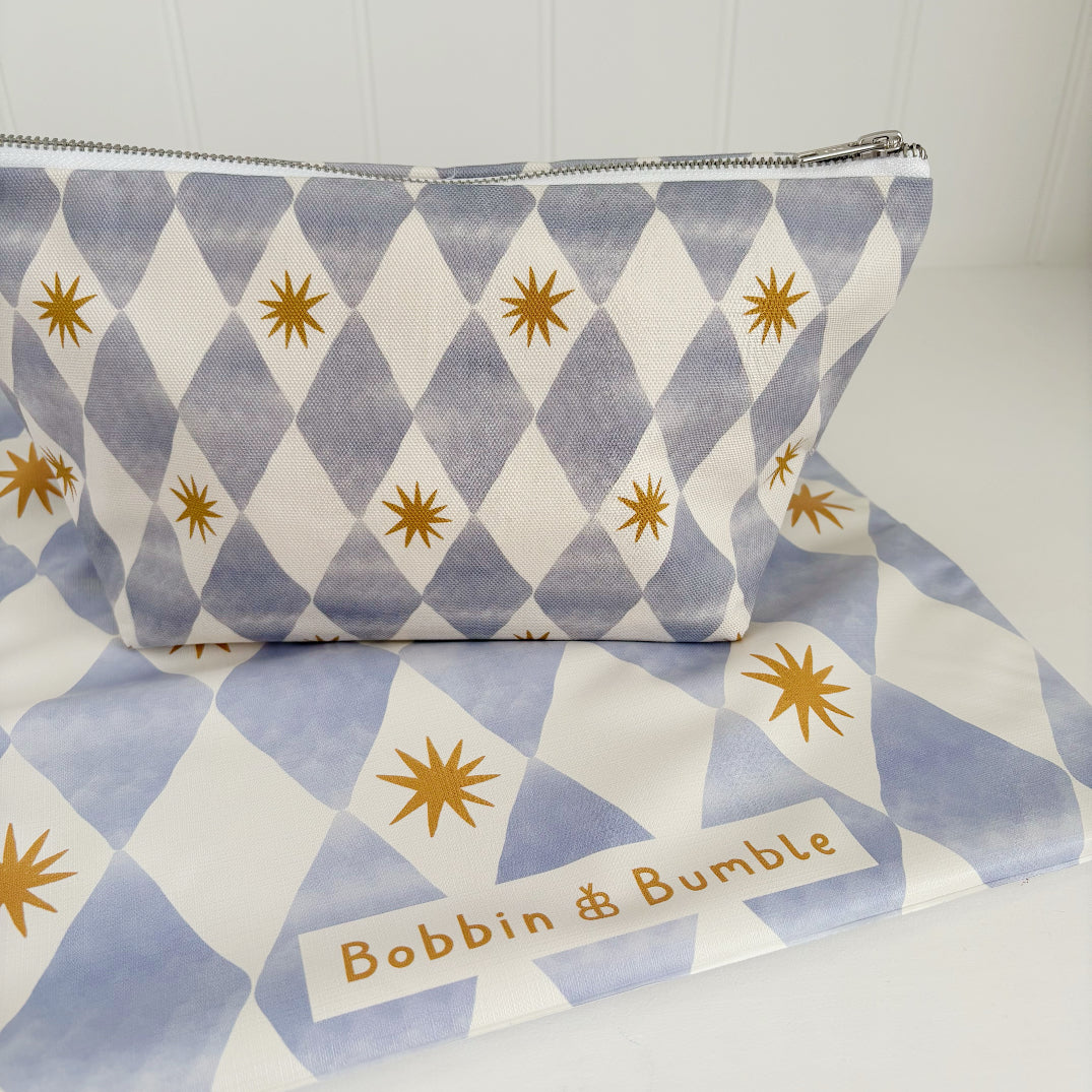 Nappy Wallet - Blue Harlequin - Diaper Changing Kits