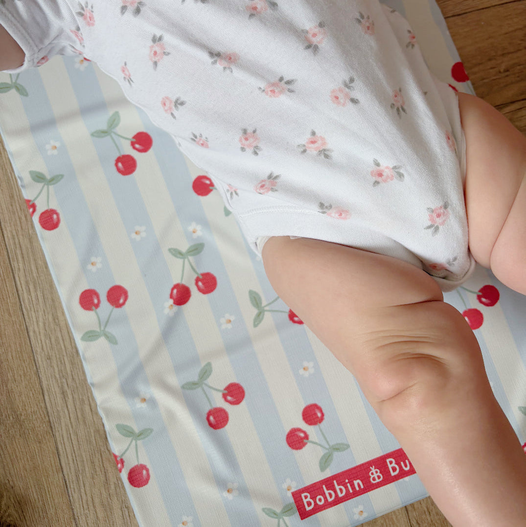 Travel Changing Mat - Cherry Stripe - Changing Mats