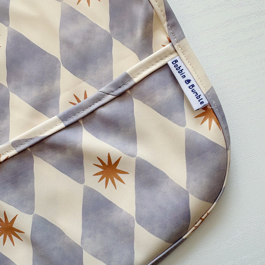 Long Sleeved Baby Bib - Blue Harlequin - Bibs