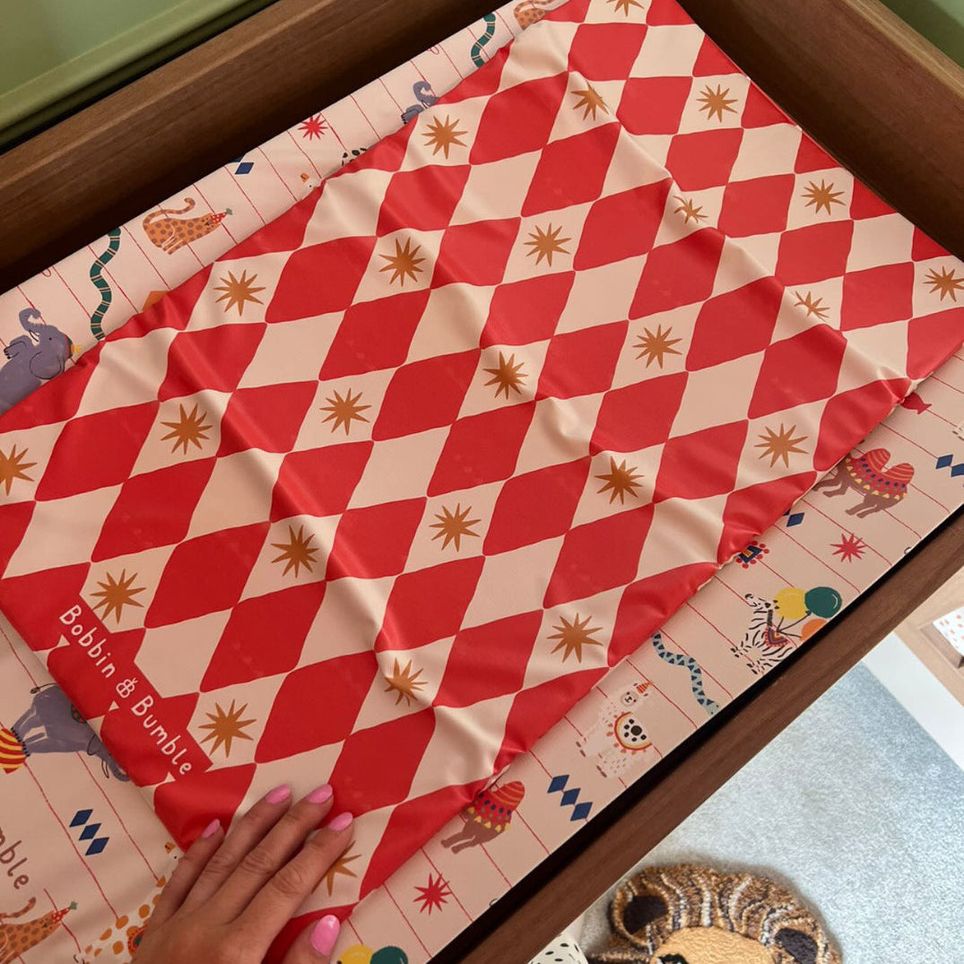 Travel Changing Mat - Red Harlequin - Changing Mats