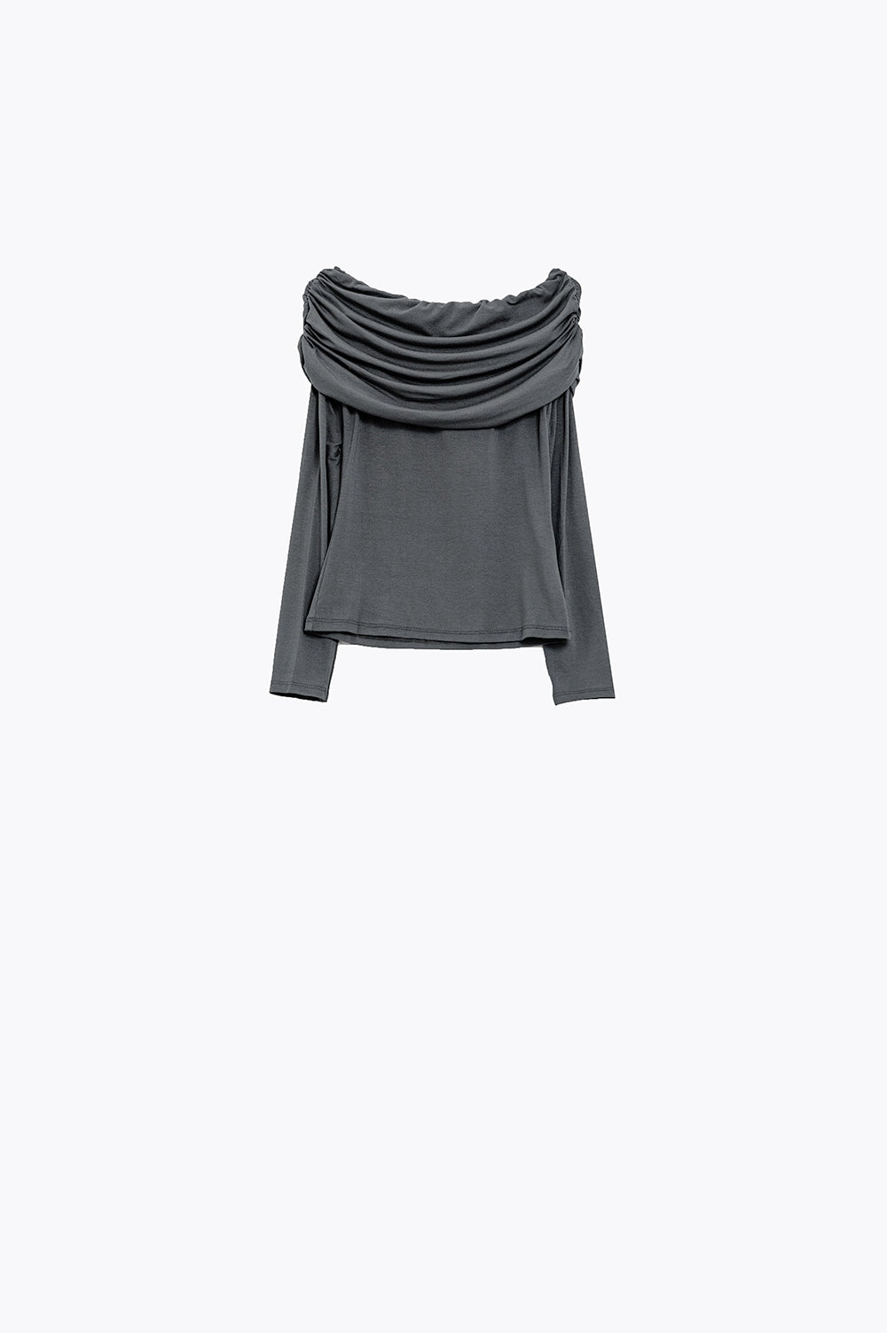 Bodycon Off Shoulder Top In Grey - Tops