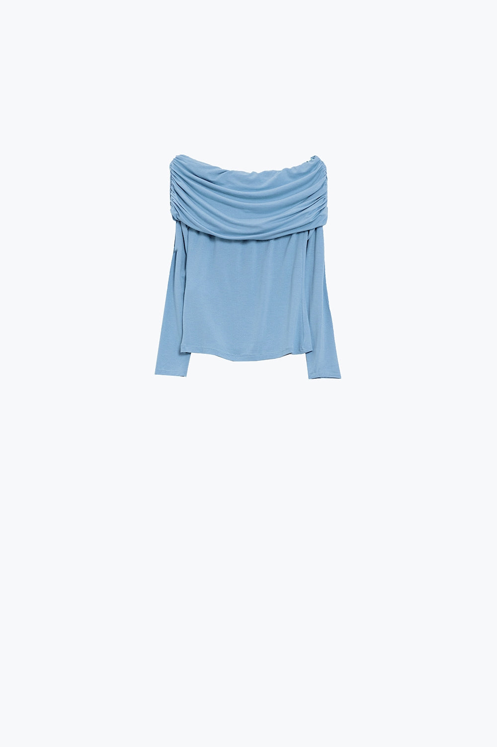 Bodycon Off Shoulder Top In Light Blue - Tops