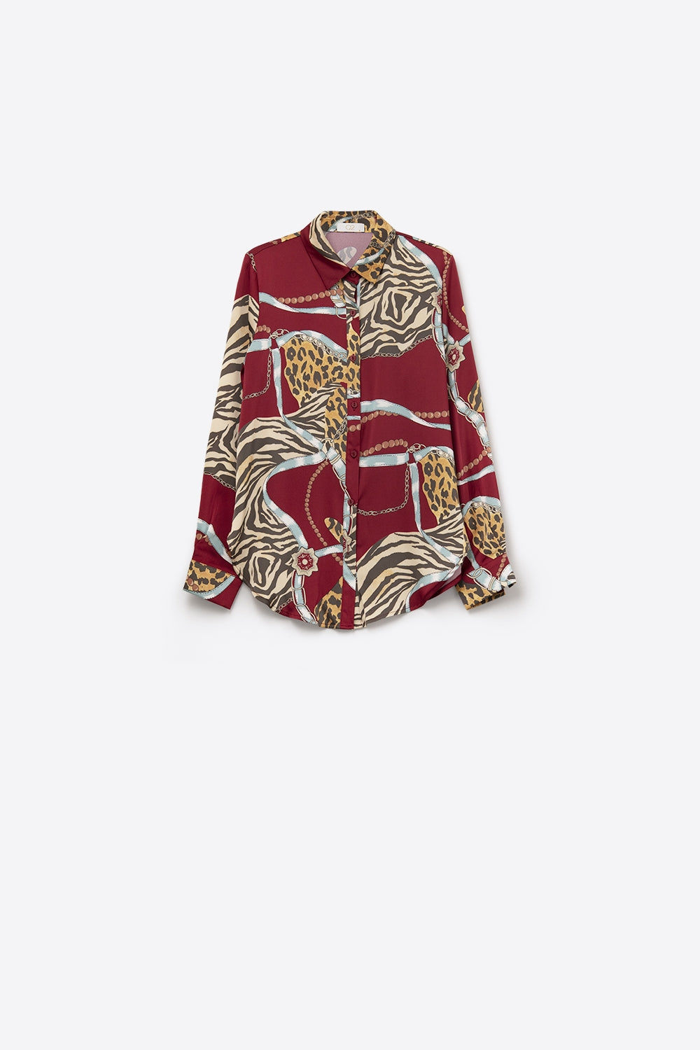 Bold Red Abstract Print Long-Sleeved Shirt - Shirts