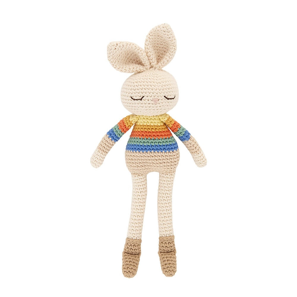 Jouet en crochet Bonnie le lapin - Rayures arc-en-ciel