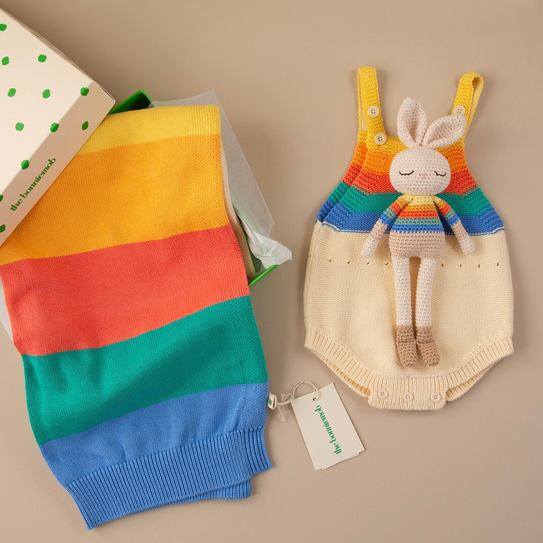 Bonnie Bunny Crochet Toy - Rainbow stripe - Stuffed Animals
